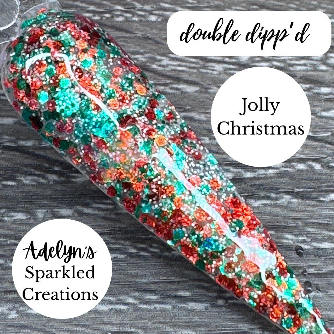 Jolly Christmas Dip Powder - Adelyn's Sparkled Creations - Double Dipp'd Dip Powder