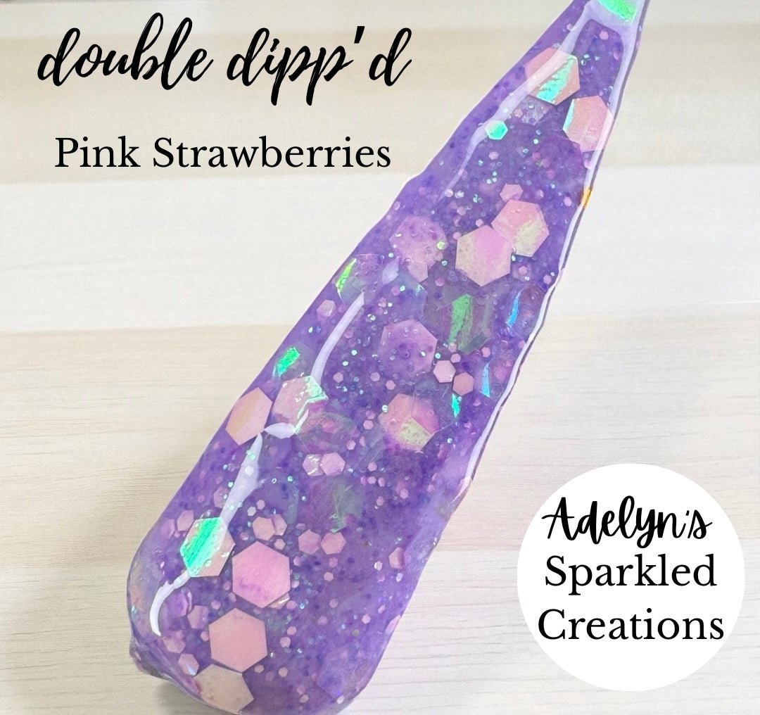 Pink Strawberries - Adelyn's Sparkled Creations - Double Dipp'd Dip Powder