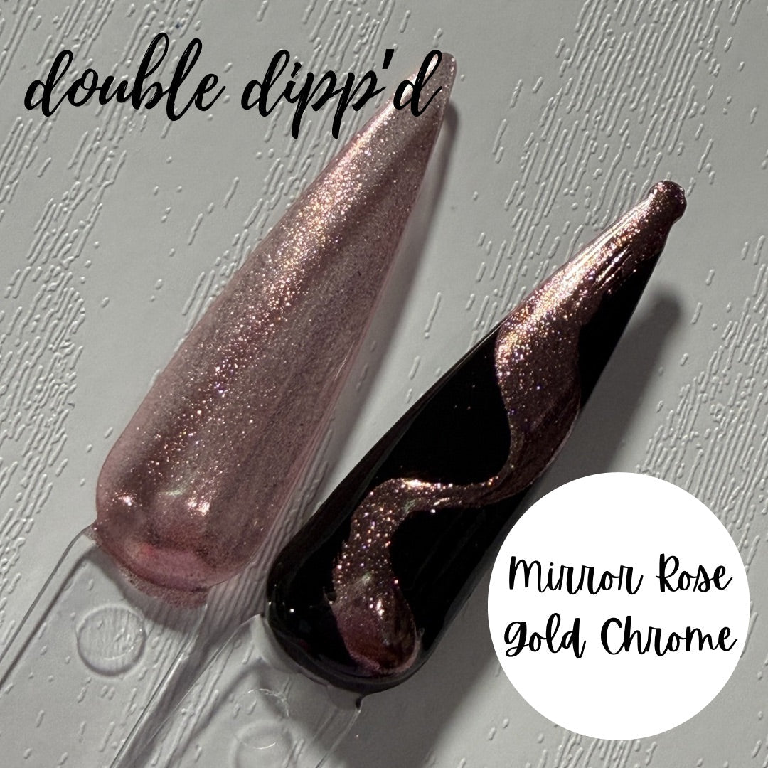 Rose Gold Mirror Chrome Enhancement Powder - Chrome - Double Dipp'd Dip Powder