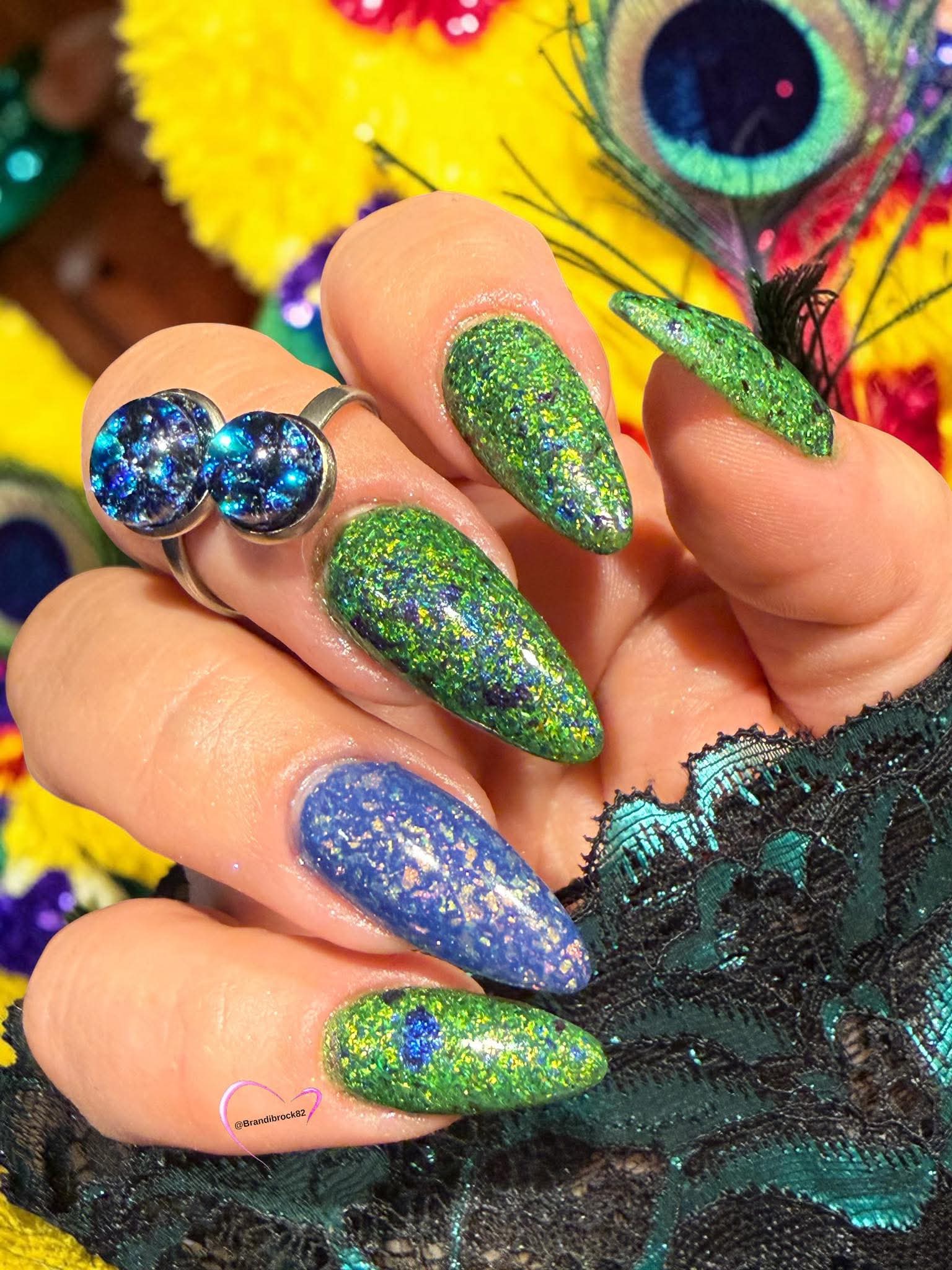 Shine Bright Like a Peacock Dip Powder - Dip Powder - Double Dipp'd Dip Powder