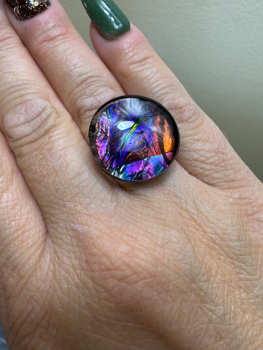 Handmade Dichroic Resin Statement Rings