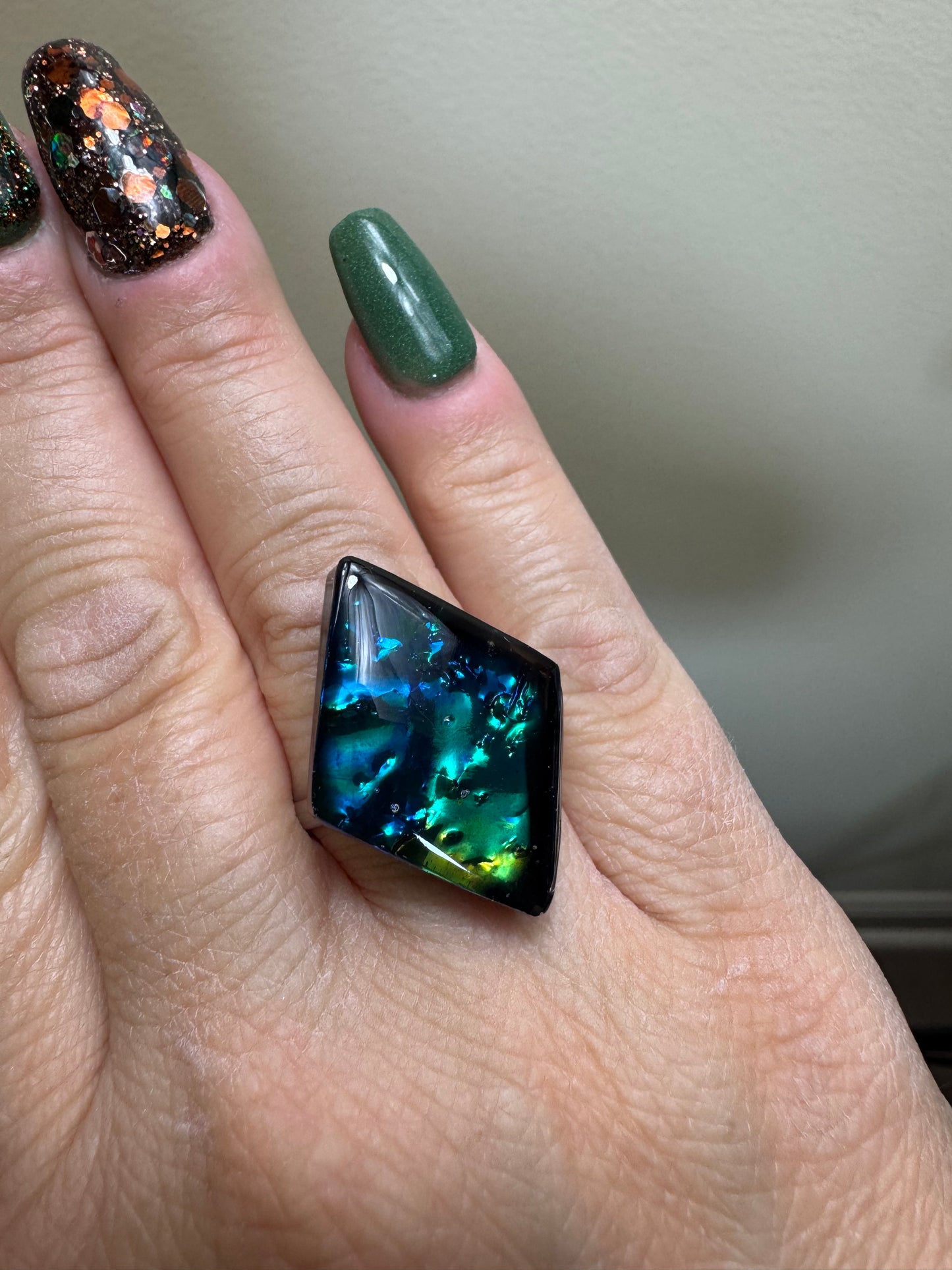Handmade Dichroic Resin Statement Rings
