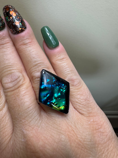 Handmade Dichroic Resin Statement Rings