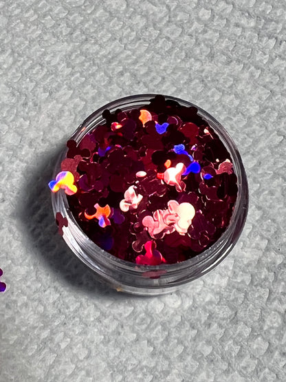 Mouse Head Glitter (Holographic Pink)