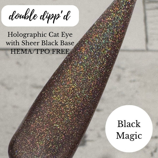 Black Magic Holographic Cat Eye Gel Polish - Gel Polish - Double Dipp'd Dip Powder