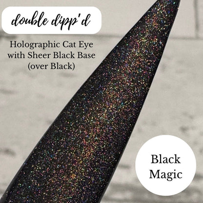 Black Magic Holographic Cat Eye Gel Polish - Gel Polish - Double Dipp'd Dip Powder