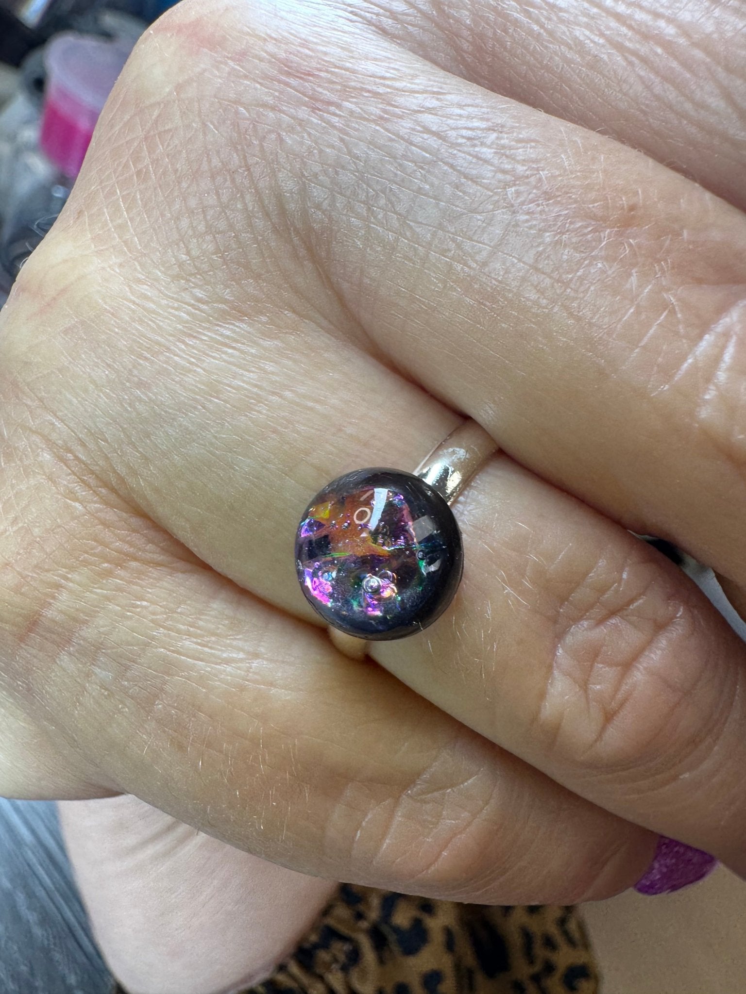 Handmade Dichroic Resin Statement Rings - Resin - Double Dipp'd Dip Powder