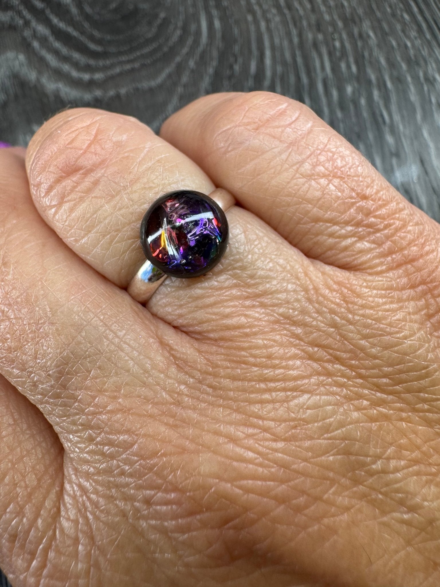 Handmade Dichroic Resin Statement Rings - Resin - Double Dipp'd Dip Powder