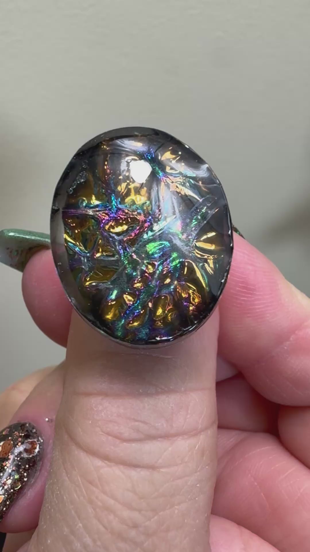 Load video: Handmade Dichroic Resin Statement Rings