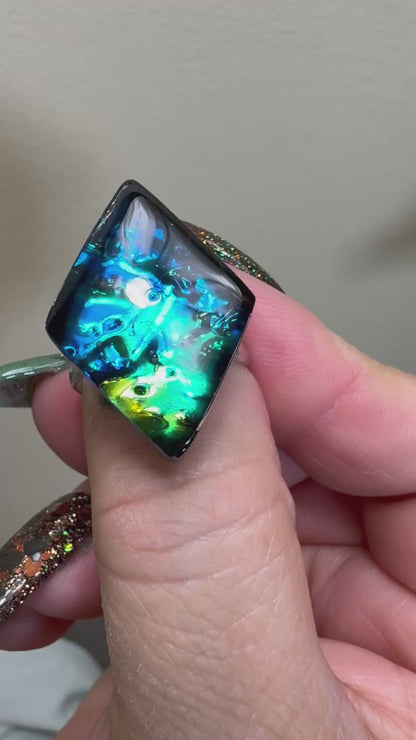 Handmade Dichroic Resin Statement Rings