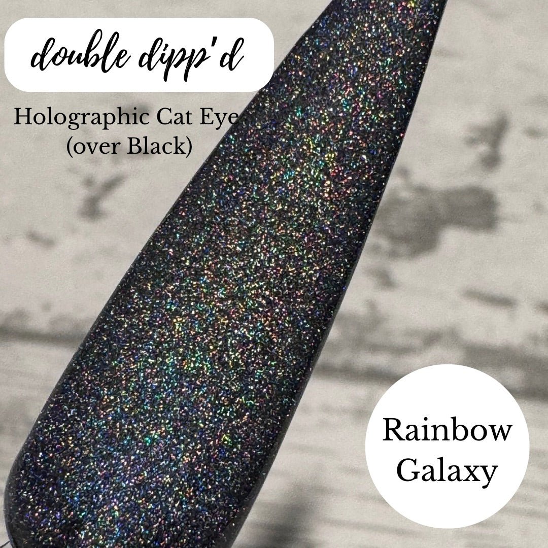 Rainbow Galaxy Holographic Cat Eye Gel Polish - Gel Polish - Double Dipp'd Dip Powder