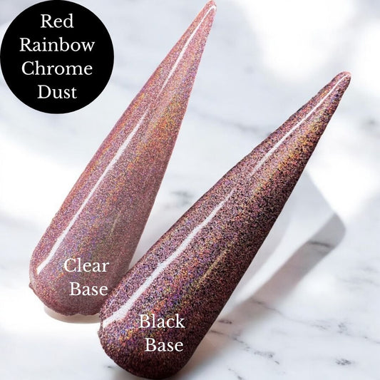 Red Rainbow Chrome Dust - Chrome - Double Dipp'd Dip Powder
