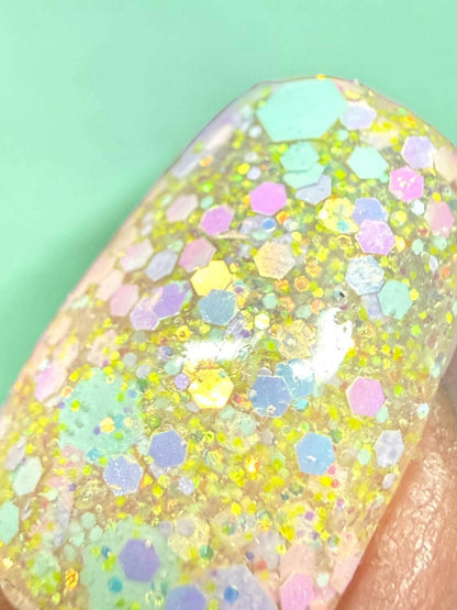Yellow Polka Dots Dip Powder - Adelyn's Sparkled Creations - Double Dipp'd Dip Powder