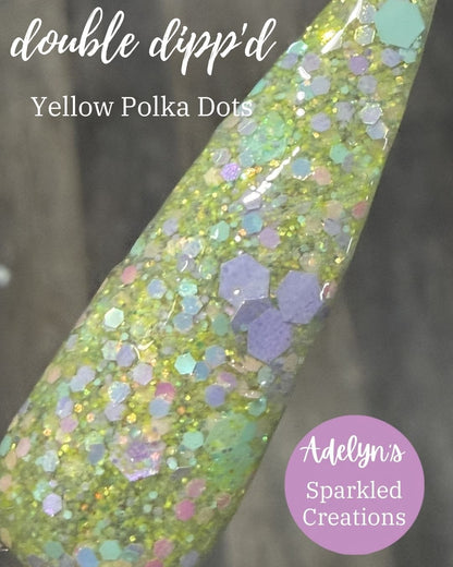 Yellow Polka Dots Dip Powder - Adelyn's Sparkled Creations - Double Dipp'd Dip Powder