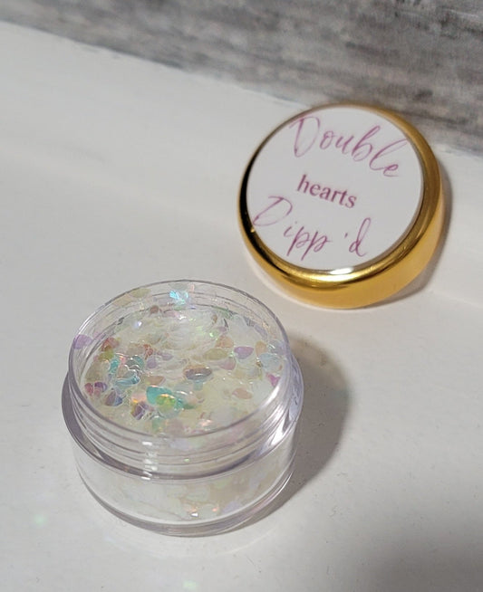 Iridescent Tiny Heart Glitter - Double Dipp'd Dip Powder